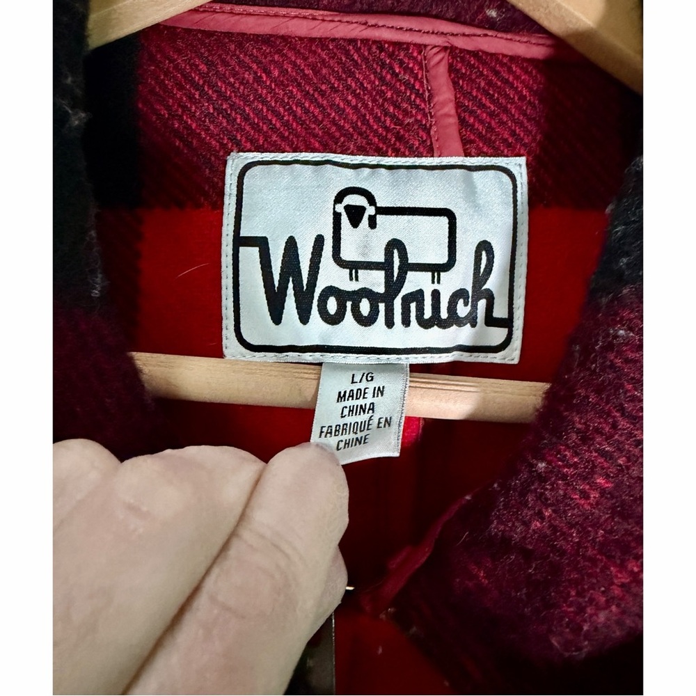 Woolrich Giant Buffalo Plaid Jacket Coat Wool Red‎ Black Full Zip Women’s Large - Picture 2 of 6